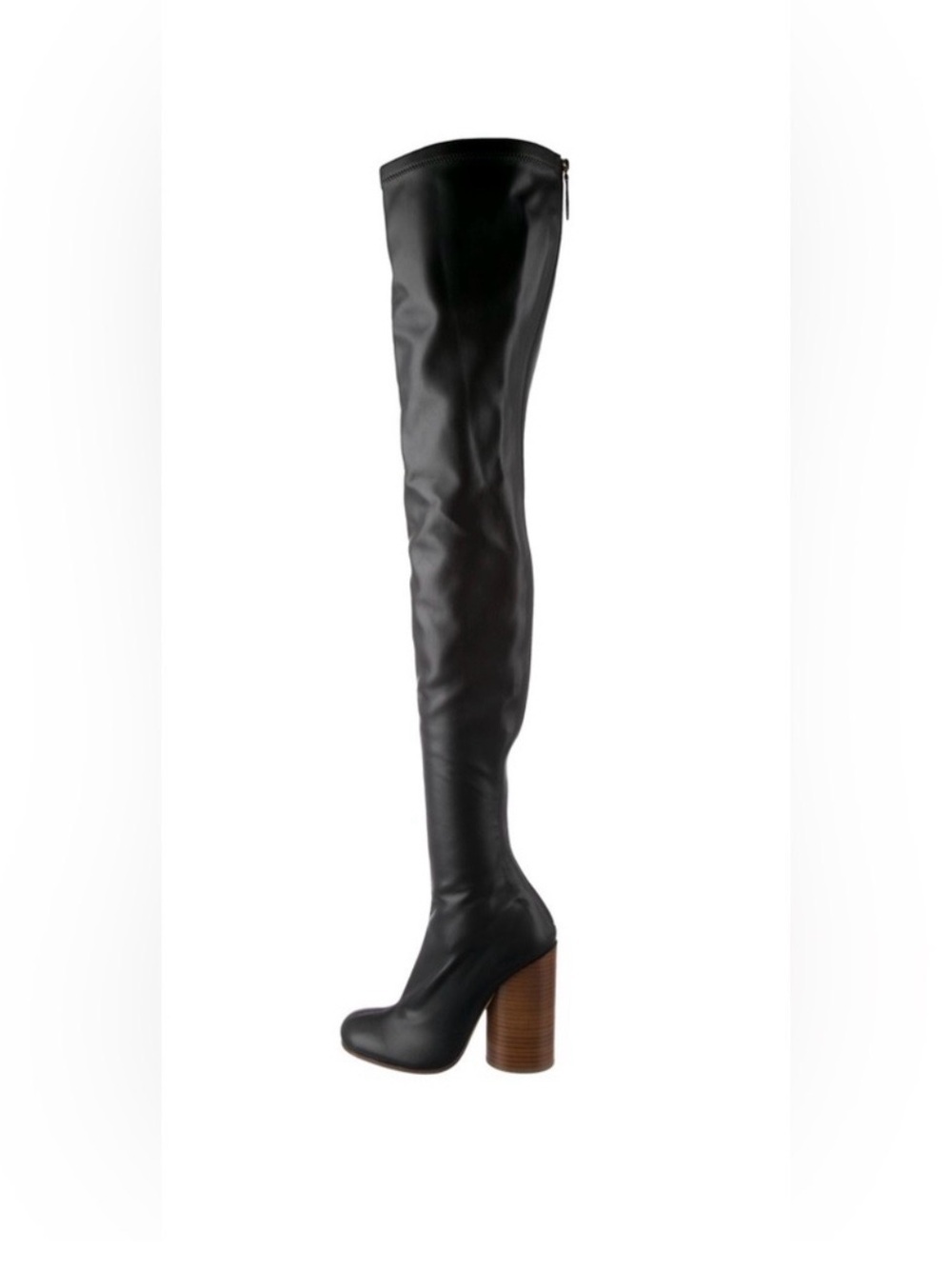 Burberry Thames Zip Up Over The Knee Faux Leather Boots Size 37 - Picture 4 of 10
